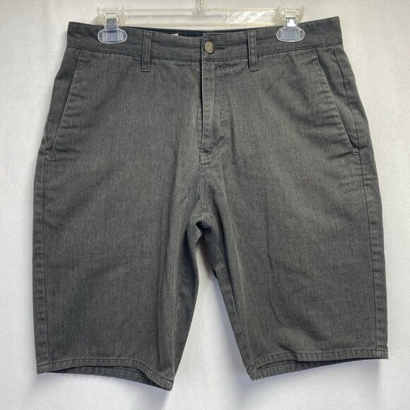 Volcom Corpo Class Casual Chino Shorts Men Size 30 Charcoal Slash Pockets Used - Picture 1 of 16